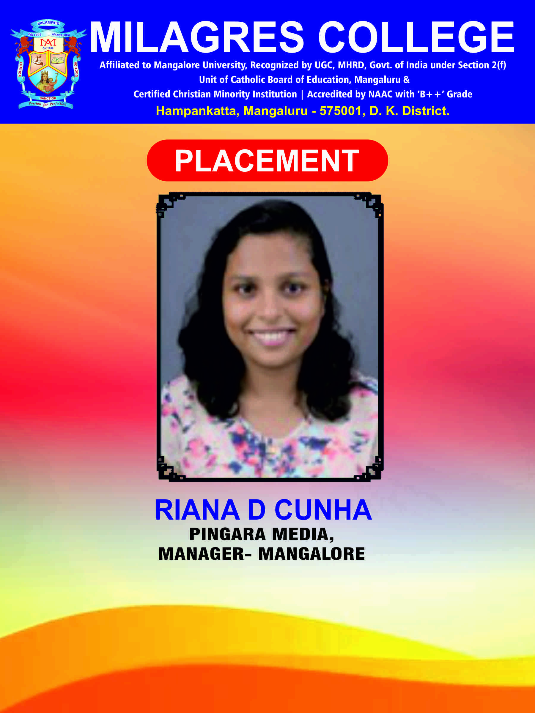 Successfully placed student